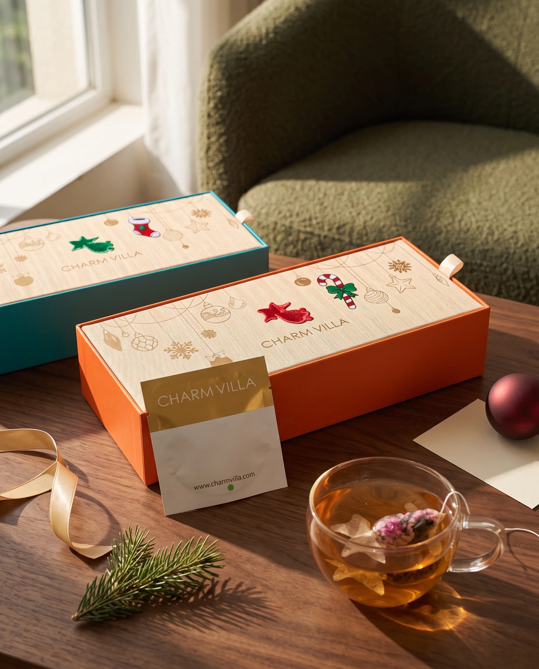 Christmas Giftbox (Limited Edition), the gift box at a tea table